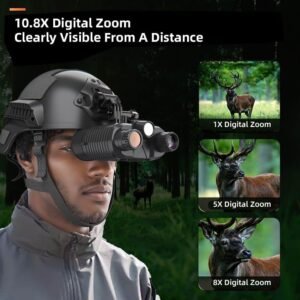 NV8161 Head-Mounted Night Vision Goggles Full-Color Binoculars with 10X Zoom Large Screen Hands-Free Digital Infrared Telescope for Outdoors