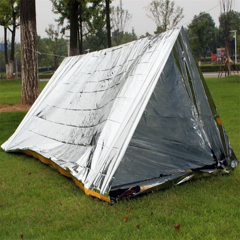 Camping Sun Protection Space Blanket Foldable EmergencyTent Survival Insulation Blanket Sleeping Bag, Lightweight Waterproof Hiking Camping Shelter For Outdoor Adventure